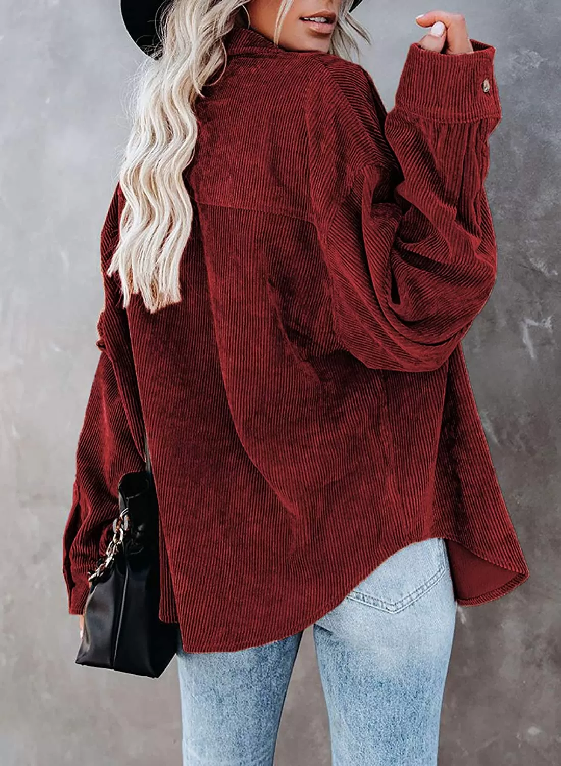 Haute Edition Women's Slouchy Oversized Corduroy Shirt Jacket 